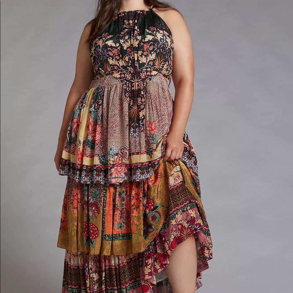 Bhanuni by Jyoti Tiered Halter Maxi Dress